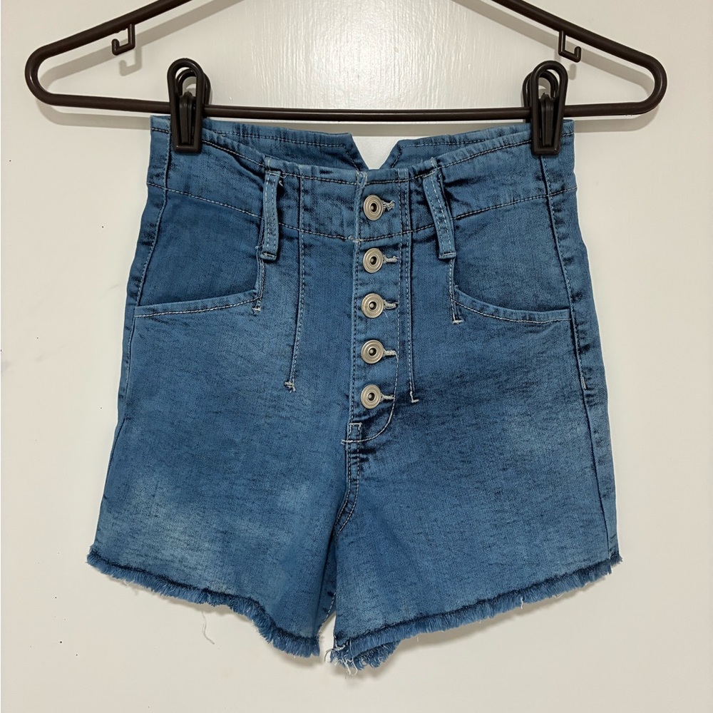 Celebrity Pink High Waist Blue Shorts